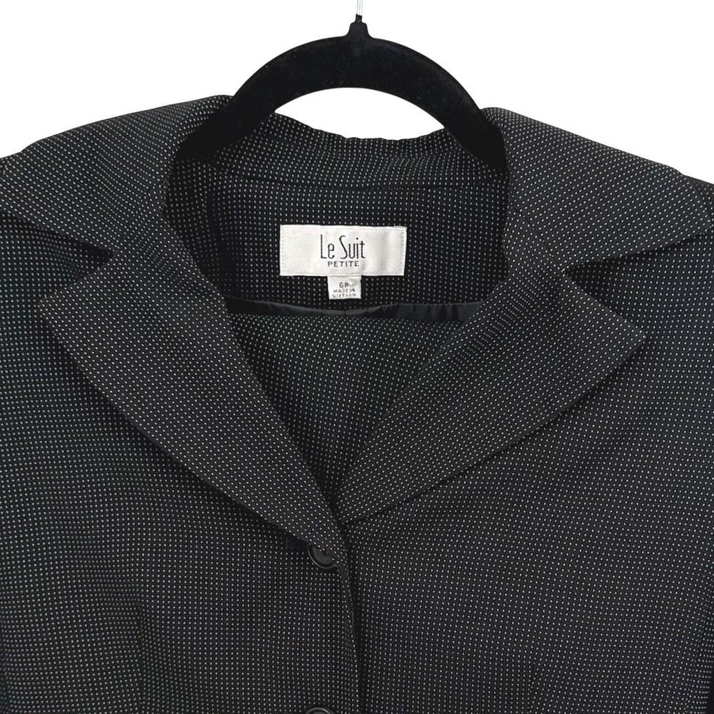 Le Suit 6P Blazer Jacket Suit Pants Black White Polka Dot Single Button Career